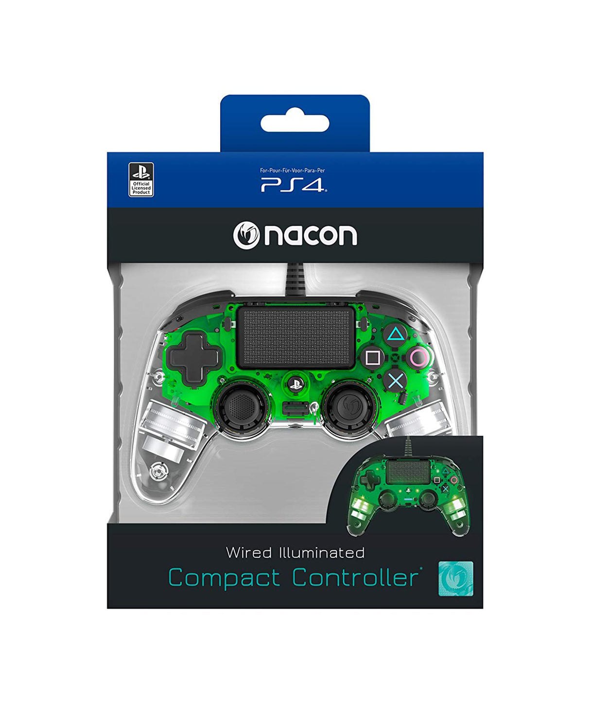 NACON PS4 COMPACT CTRL GRN LE  Sony Officially Licensed Wired Controller