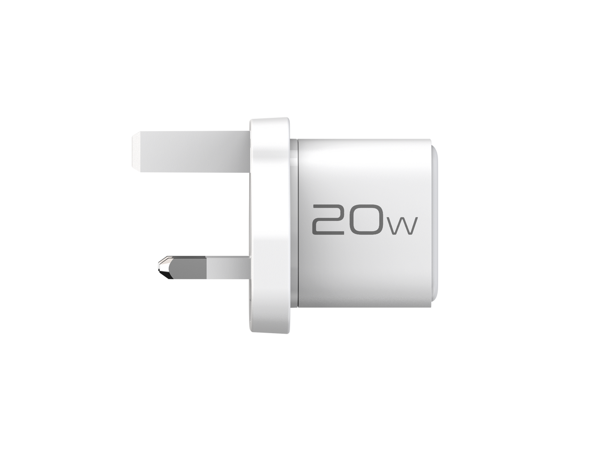 20W NANO GaN Charger PD Power Delivery - UK Plug (WHITE)