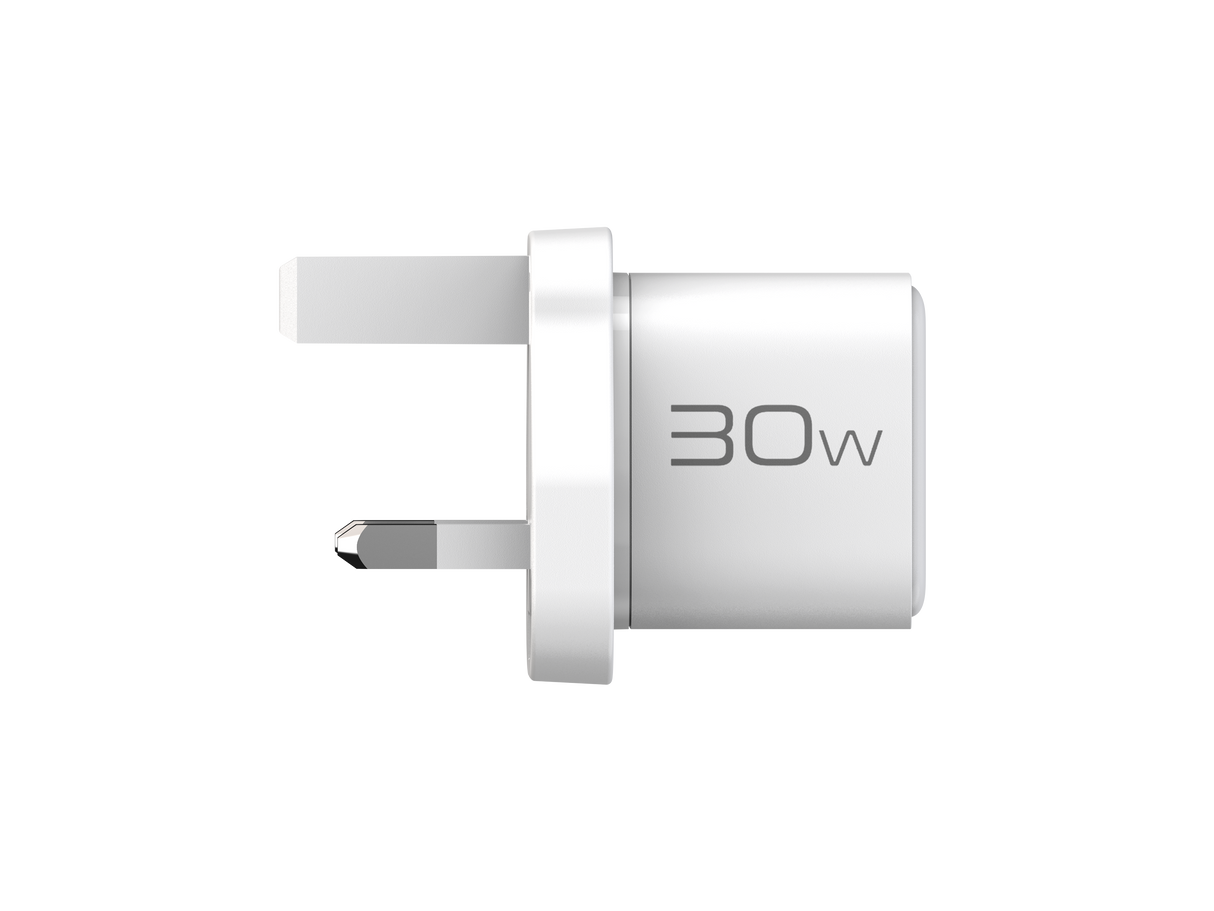 30W NANO GaN Charger PD Power Delivery - UK Plug (WHITE)