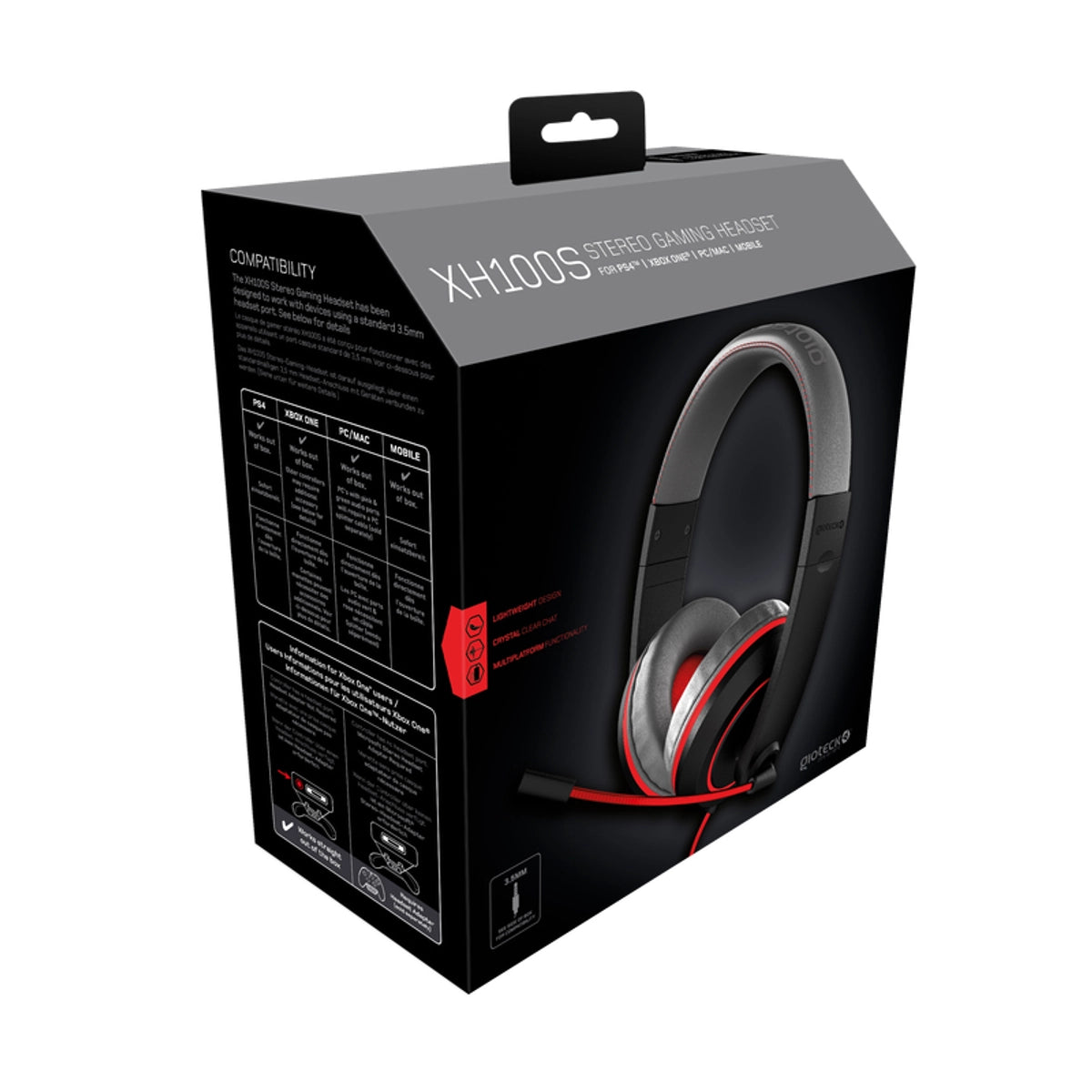 Gioteck XH100S, Wired, Gaming, 20 - 20000 Hz, Headset, Black, Grey, Red
