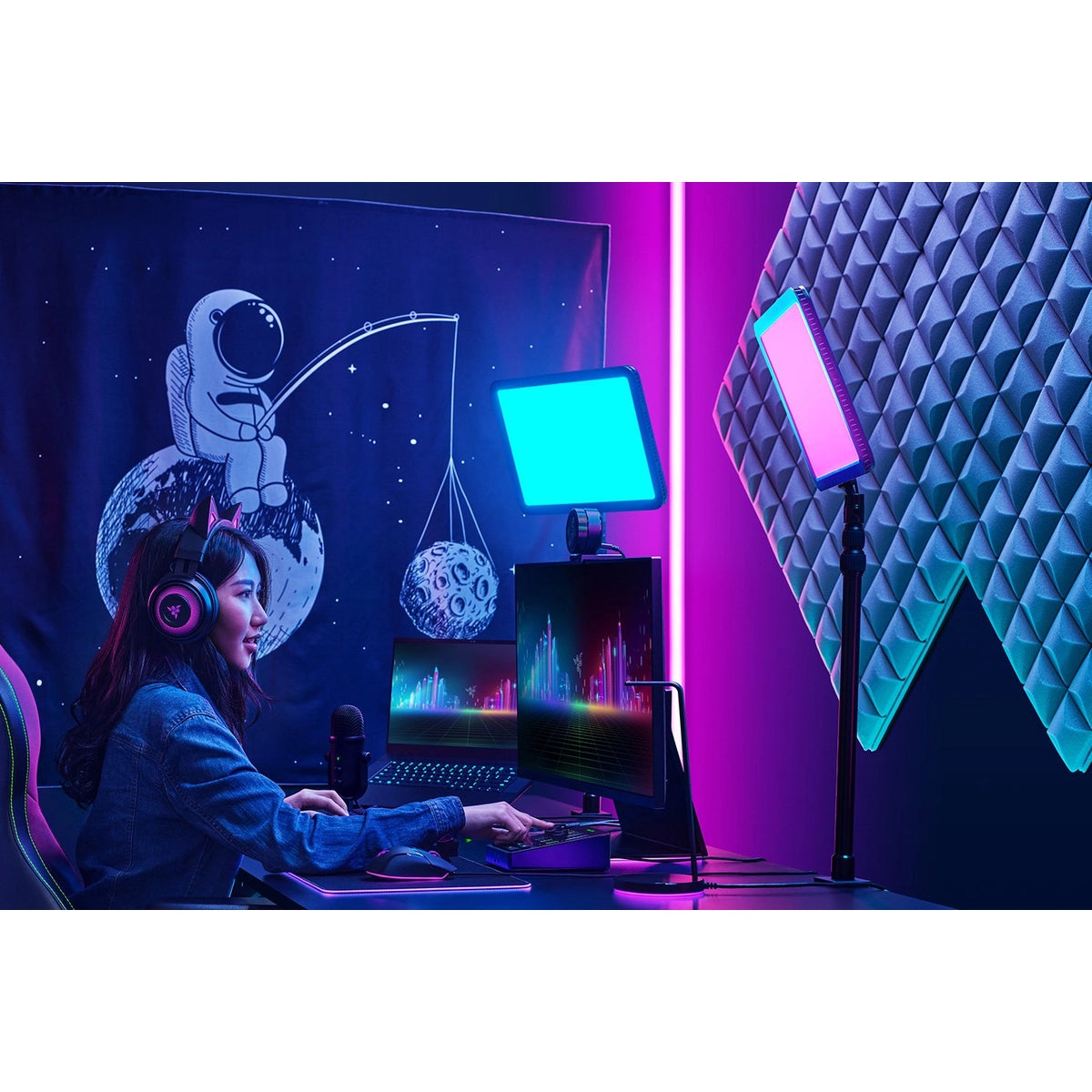 Razer Key Light, Chrome, Aluminium, Home office, 3000 K, 7000 K, Blue, Green, Red