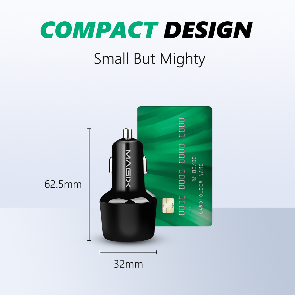 38W Car Charger Dual port USB-A + USB-C , QC 3.0 18W + PD 20W