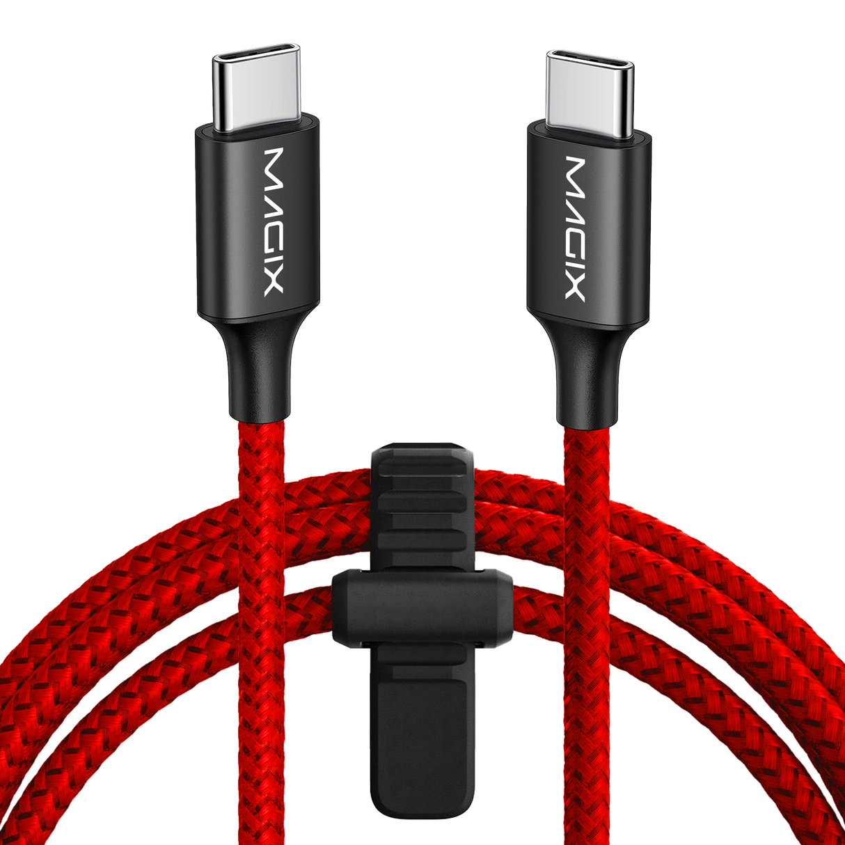 60W USB C to USB C Braided Charging Cable (RED)