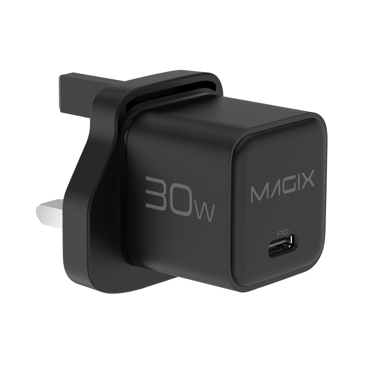 30W NANO GaN Charger PD Power Delivery - UK Plug (BLACK)