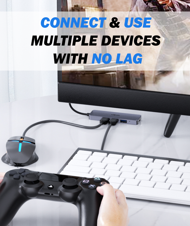 4-Port USB 3.0 USB-C Hub: Aluminum Shell, 5Gbps Data Transfer Speed