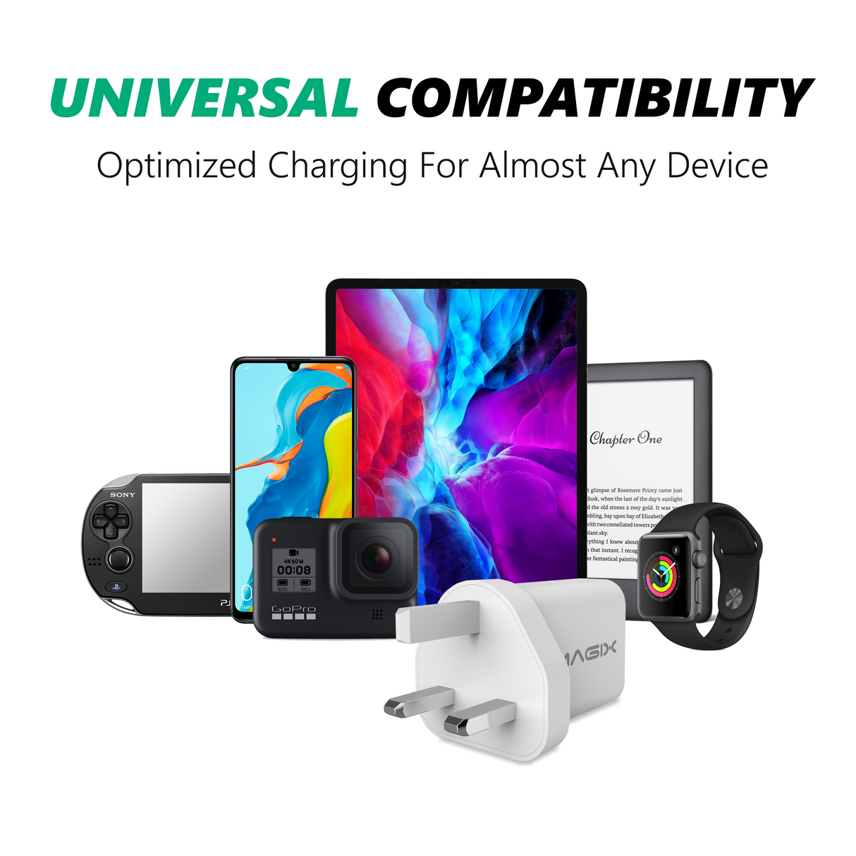 18W Wall Charger, Quick Charge 3.0, 3A - UK Plug