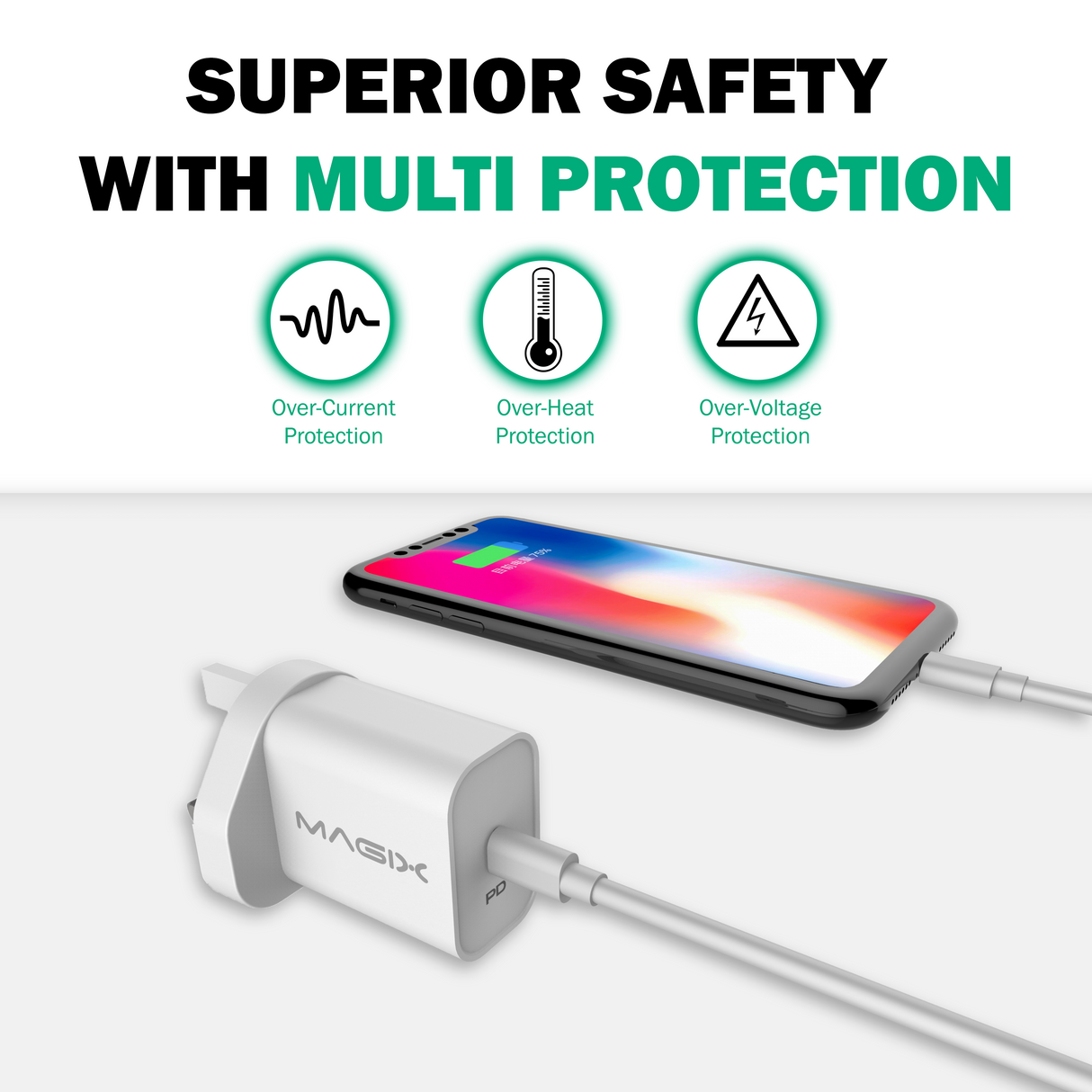 30W Wall Charger PD 3.0, USB Type-C - UK Plug