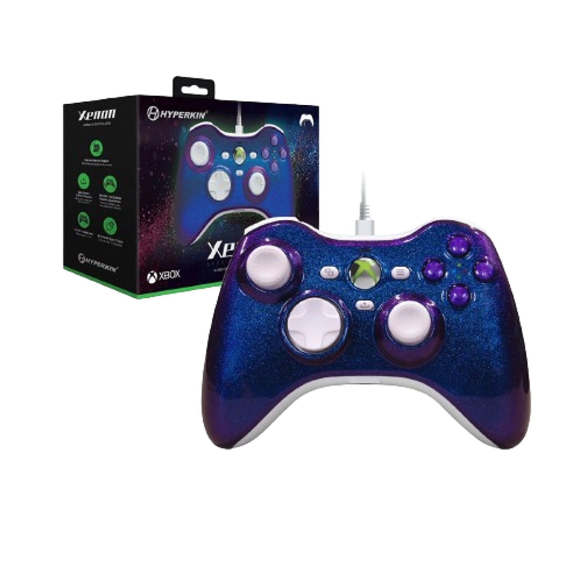 Hyperkin M01368-TG, Gamepad, Xbox One, Xbox Series S, Xbox Series X, Vibration on/off button, Wired, USB, Blue
