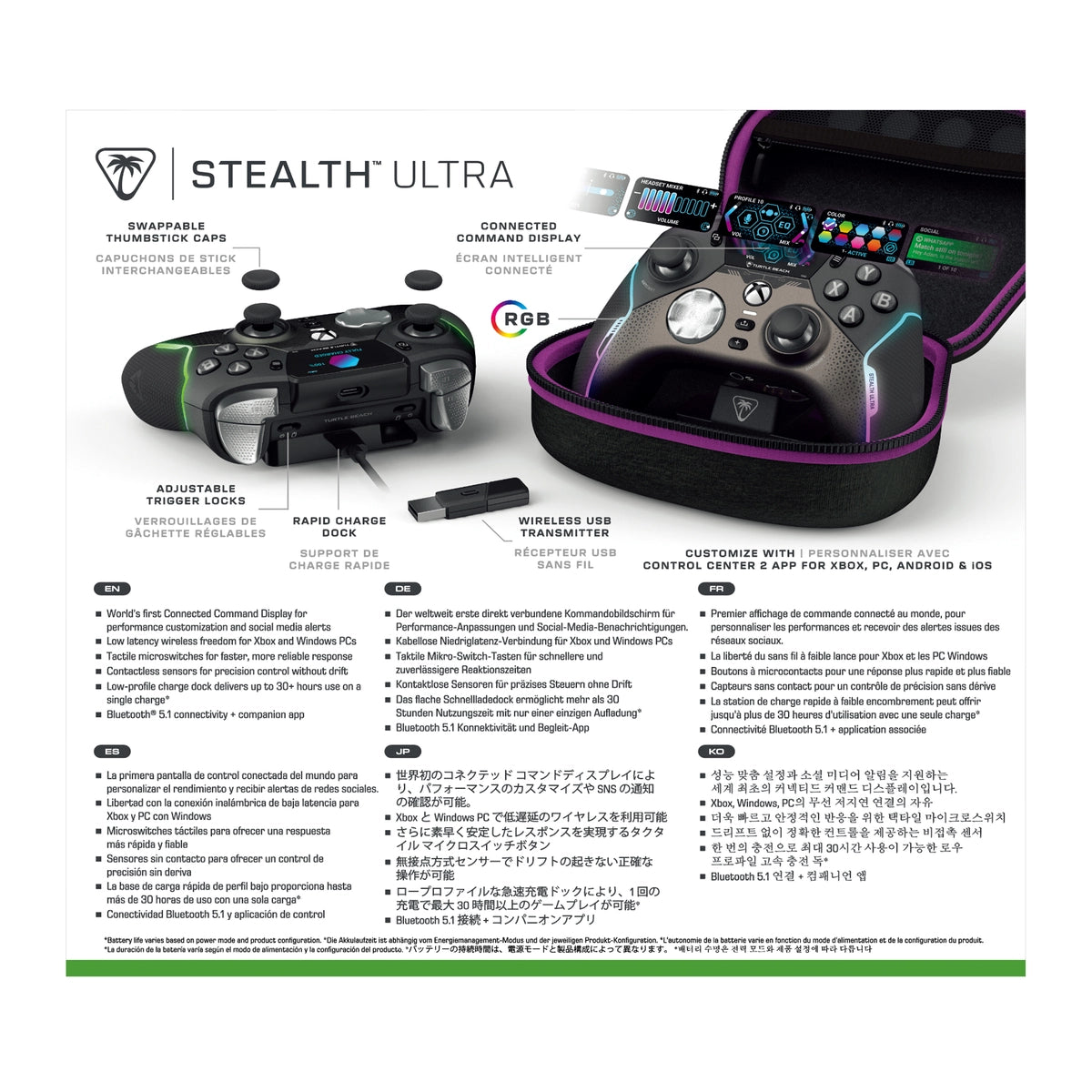 Turtle Beach Stealth Ultra, Gamepad, Android, PC, Xbox One, Xbox Series S, Xbox Series X, D-pad, Menu button, Share button, View button, Analogue / Digital, Wired & Wireless, Bluetooth/USB