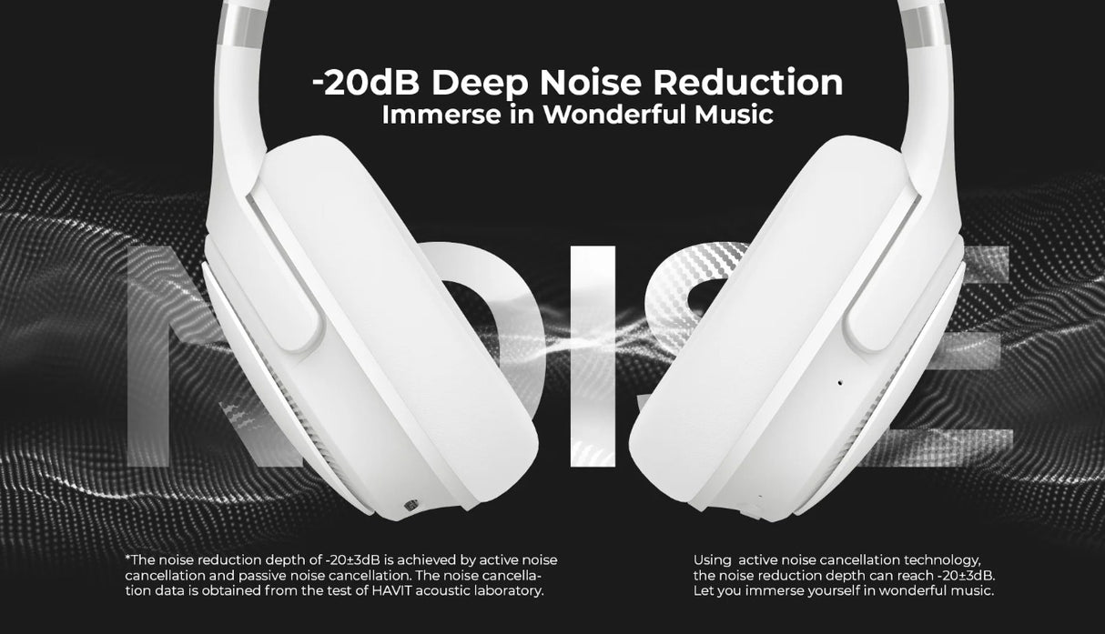 Havit H630BT PRO ANC Wireless Foldable Headphones - White