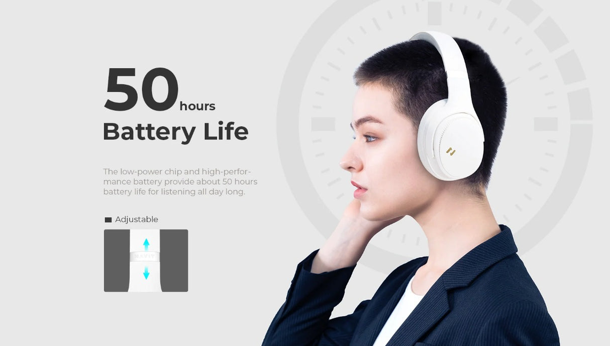 Havit H630BT PRO ANC Wireless Foldable Headphones - White