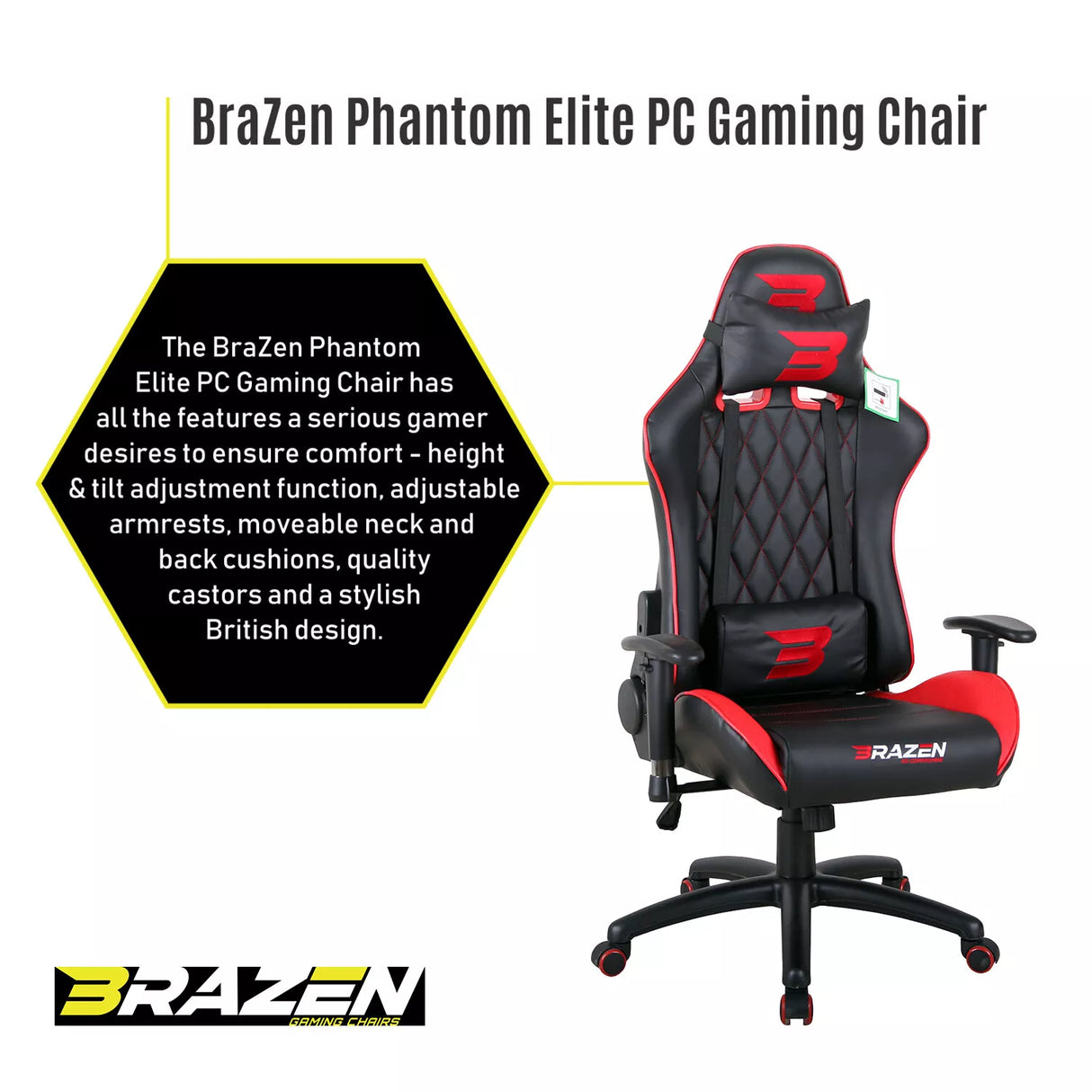 BRAZEN PHANTOM ELITE GC B/R  Gaming Chair
