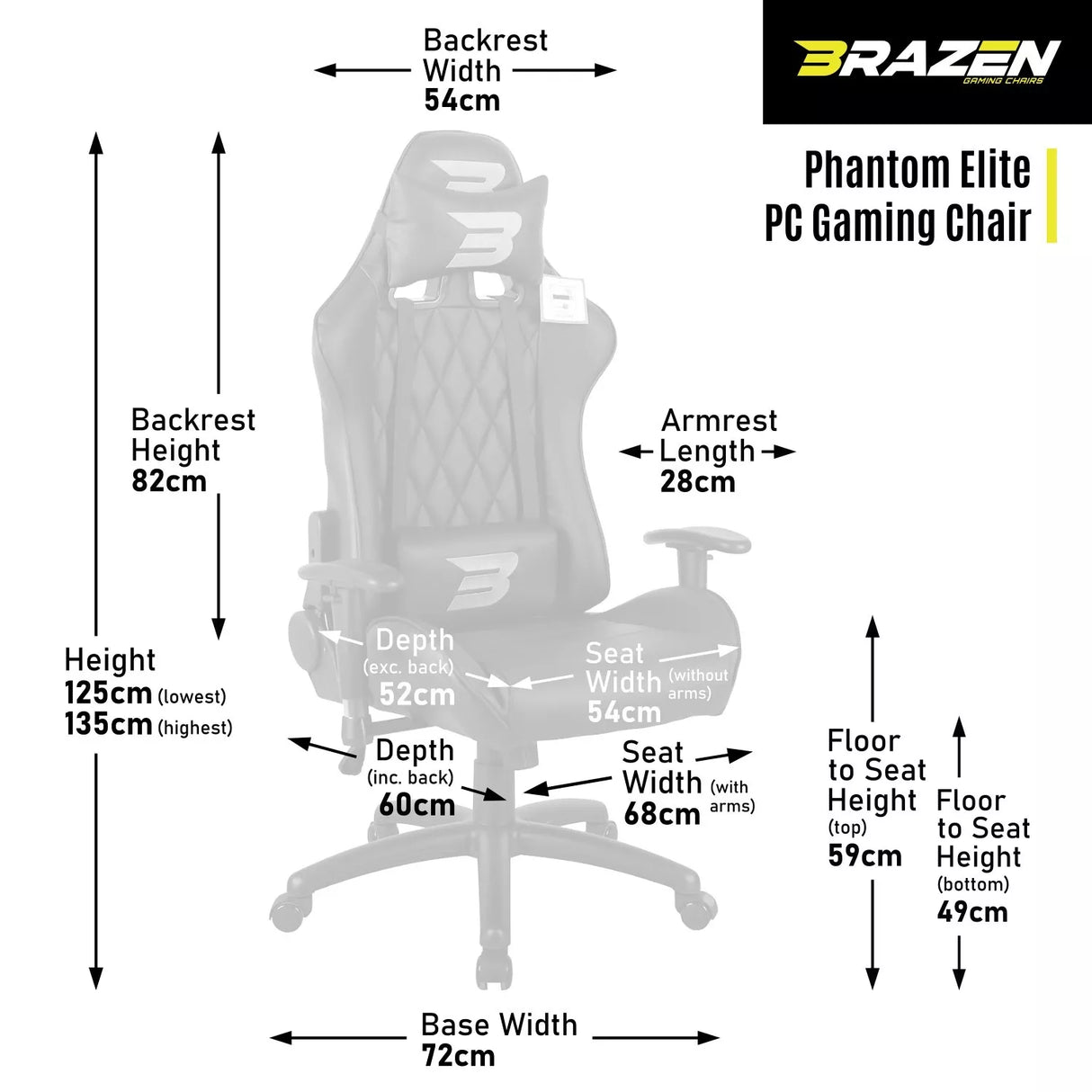 BRAZEN PHANTOM ELITE GC B/W  Gaming Chair