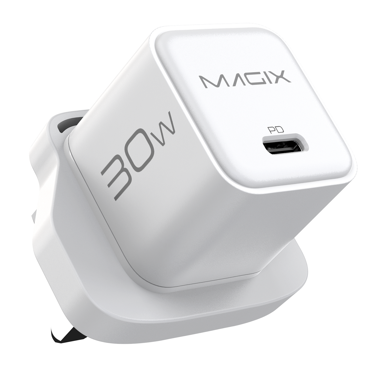 30W NANO GaN Charger PD Power Delivery - UK Plug (WHITE)