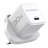 30W NANO GaN Charger PD Power Delivery - UK Plug (WHITE)