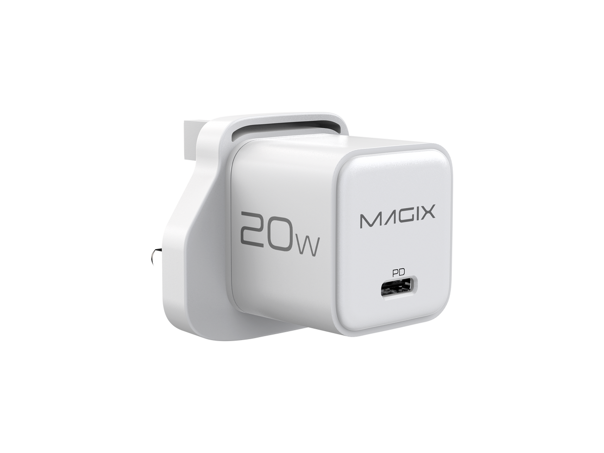 20W NANO GaN Charger PD Power Delivery - UK Plug (WHITE)