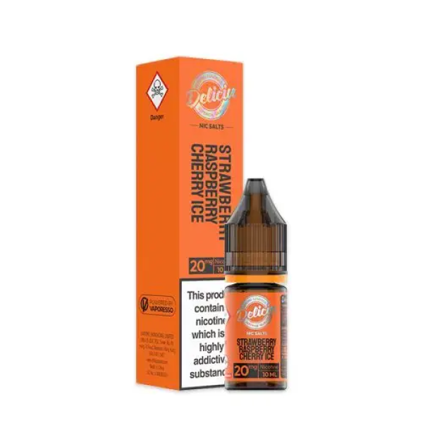 Strawberry Raspberry Cherry Ice Nicotine Salt 10ml By Deliciu