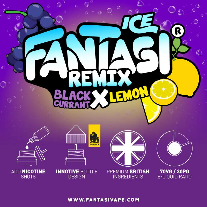 Blackcurrant X Lemon Ice By Fantasi Shortfill 100ml