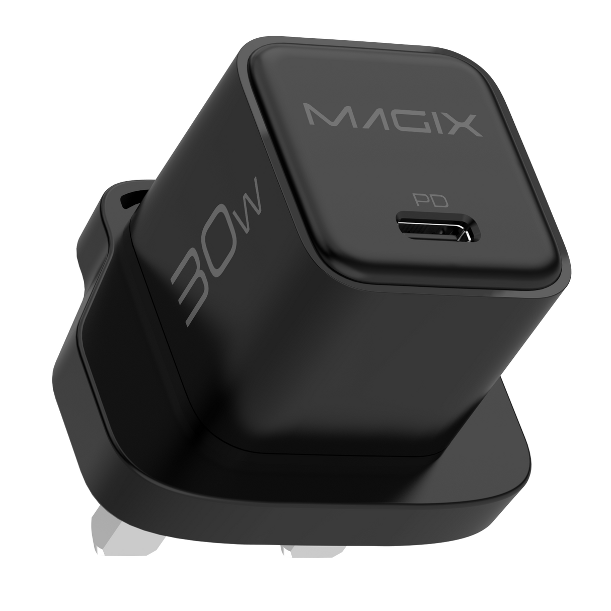 30W NANO GaN Charger PD Power Delivery - UK Plug (BLACK)
