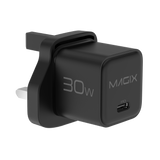 30W NANO GaN Charger PD Power Delivery - UK Plug (BLACK)