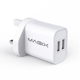 17W Wall Charger, Double USB Port 1A+2.4A - UK Plug