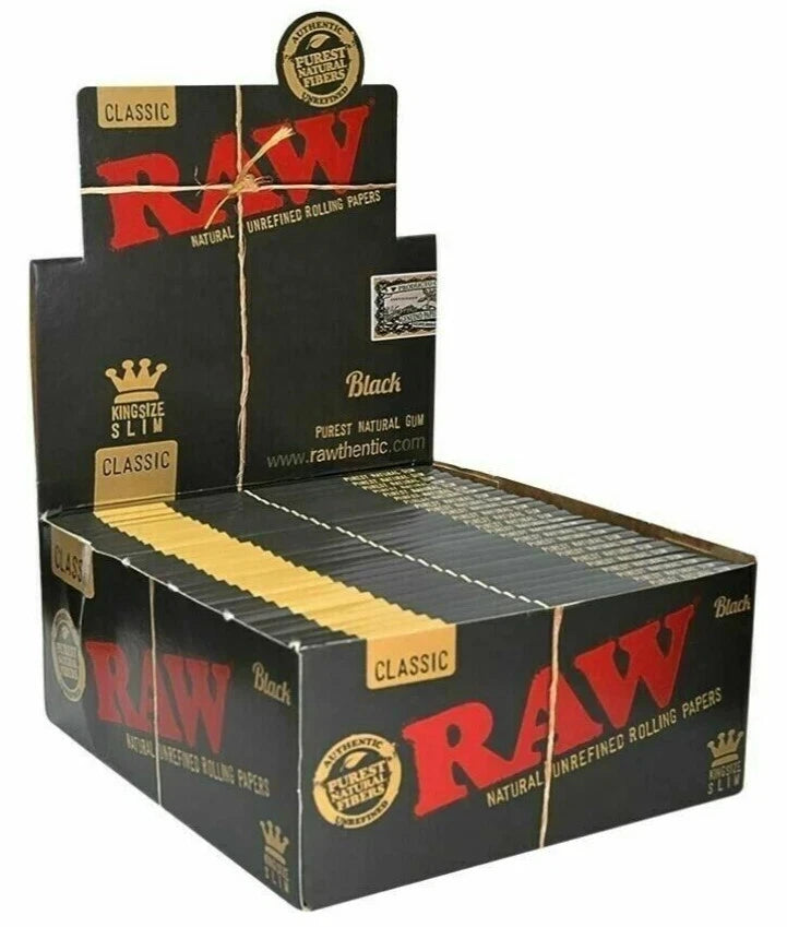 RAW BLACK CLASSIC KING SIZE Rolling Papers Slim Natural Unrefined Skins
