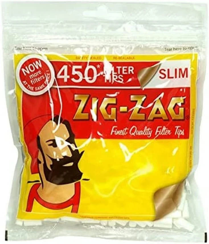 ZIG ZAG SLIM FILTERS 450 Resealable Bag of Rolling Filter Tips